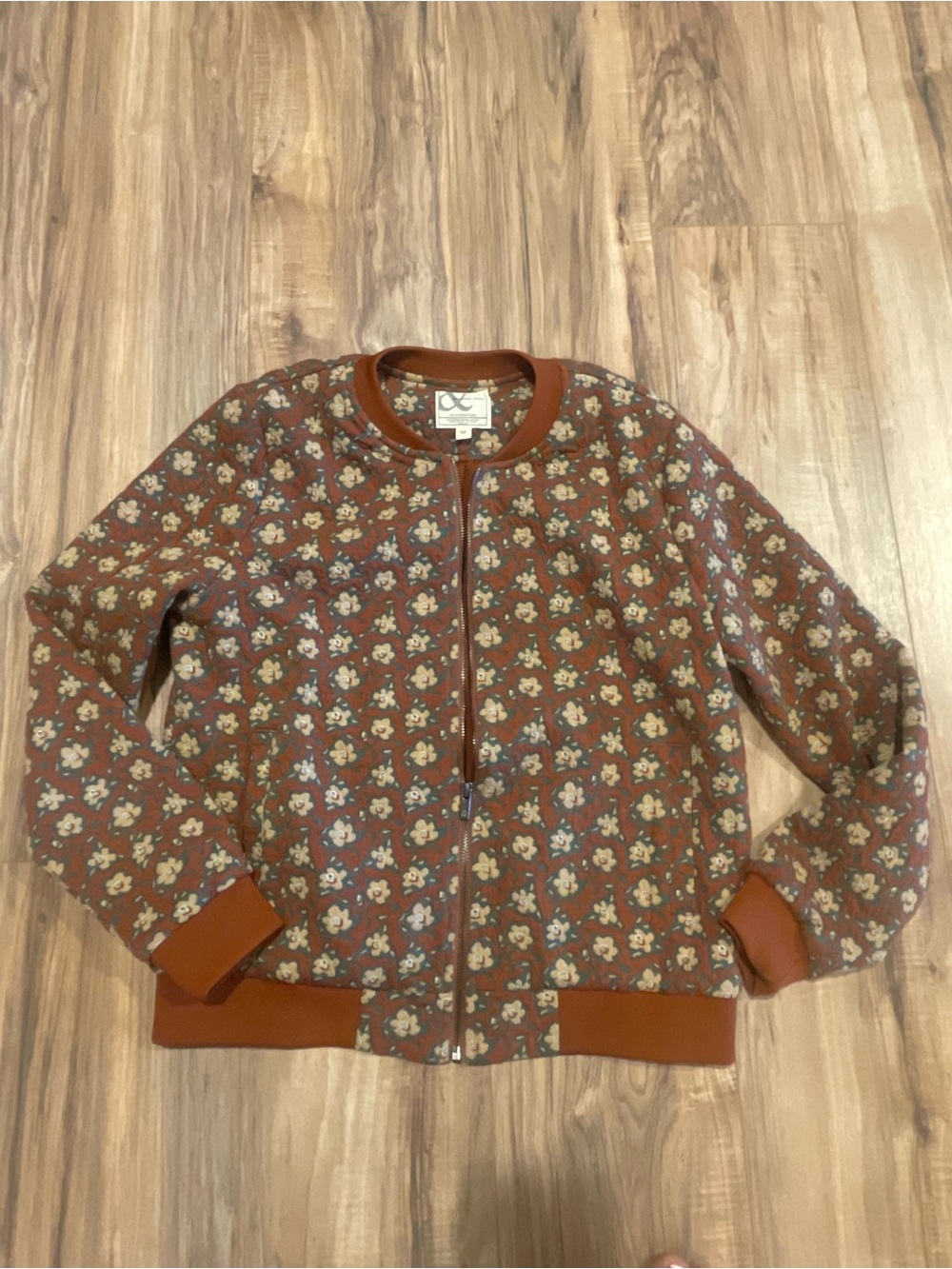 AMPERSAND AVE Rust Floral Bomber Jacket